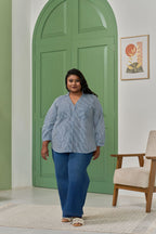 Electric Blue Striped Shirt for a Bold Office Look