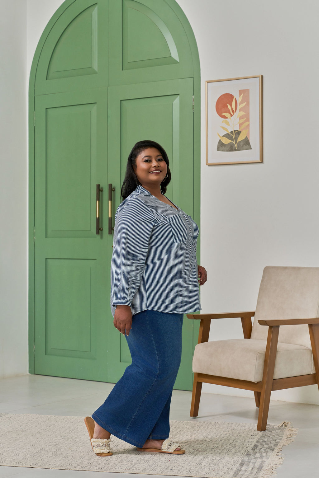 Electric Blue Striped Shirt for a Bold Office Look