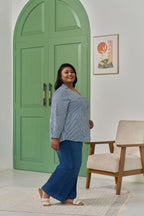 Electric Blue Striped Shirt for a Bold Office Look