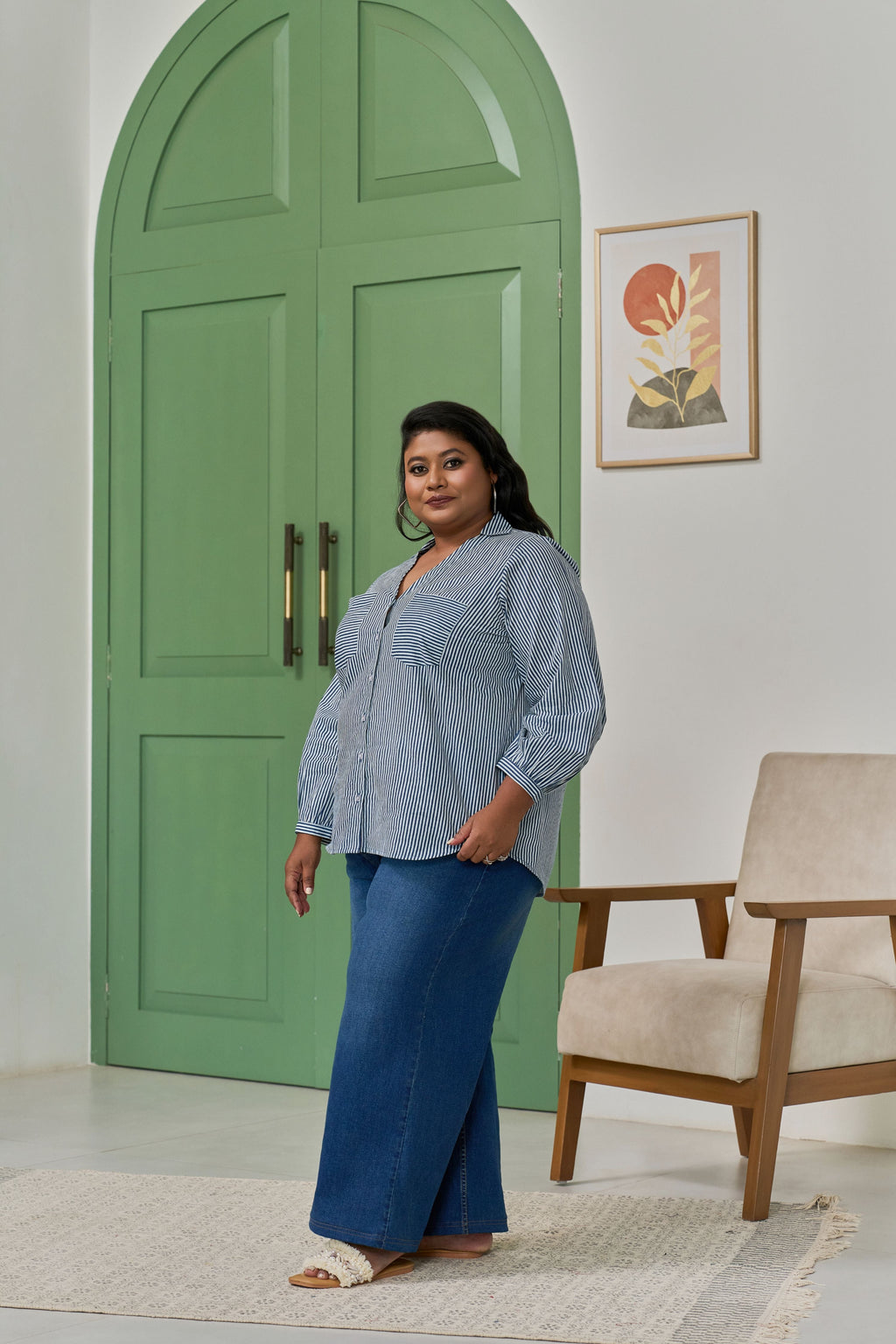 Electric Blue Striped Shirt for a Bold Office Look