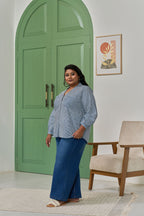 Electric Blue Striped Shirt for a Bold Office Look