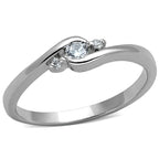 3W822 - Rhodium Brass Ring with AAA Grade CZ  in Clear