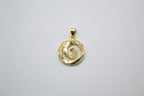 18K Gold Filled Swirl With CZ Cubic Zirconia Stone Pendant