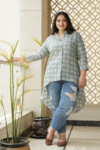 Mint Floral Cotton Printed Hilo Shirt