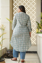 Mint Floral Cotton Printed Hilo Shirt