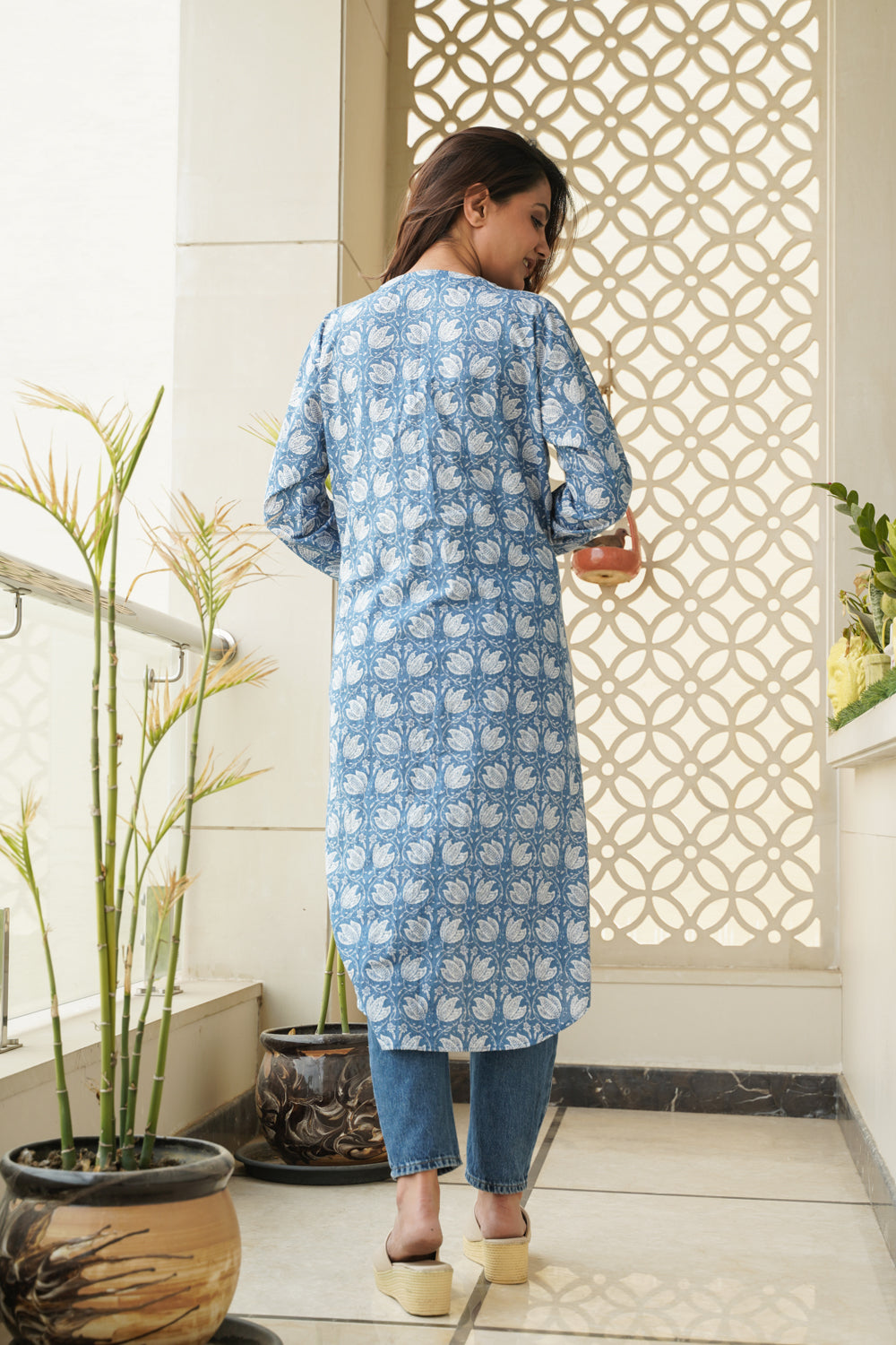 Blue Hilo Cotton Shirt