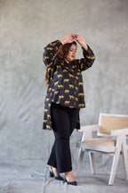 Cheetah Print Cotton Black Hi-Lo Shirt