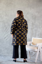 Cheetah Print Cotton Black Hi-Lo Shirt